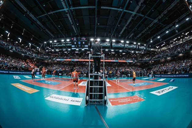 Volleyball Men Season 2024 2025 Volleyball Bundesliga Playoff Final Game 2 SVG Lüneburg vs BR Volleys 01 05 2025 Wide angle of the LKH Arena Lüneburg LKH Arena Niedersachsen Germany