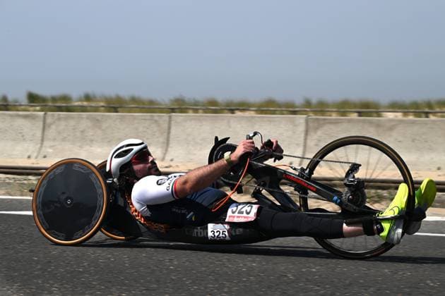Mexican Ricardo Rincon Gallardo Diep pictured in action during the time trials at the UCI Para-Cycling Road World Cup event, Thursday 01 May 2025, in Oostende. The UCI Para-Cycling Road World Cup takes place from 01 to 04 May in Oostende and Brugge. LUCxCLAESSEN  x122387088x
