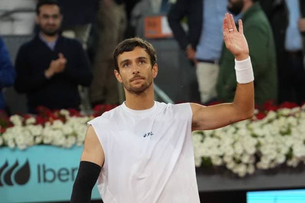 TENNIS - MUTUA MADRID OPEN 2025 Laurent Lairys MAXPPP - Lorenzo Musetti of Italia during the Mutua Madrid Open 2025, ATP, Tennis Herren Masters 1000 and WTA, Tennis Damen 1000, tennis tournament on 01 May 2025 at Caja Magica in Madrid, Spain - Photo Laurent Lairys MAXPPP Madrid Spain  Copyright: xMAXPPPxLaurentxLairysx LLR202505018771 LLR202505018771