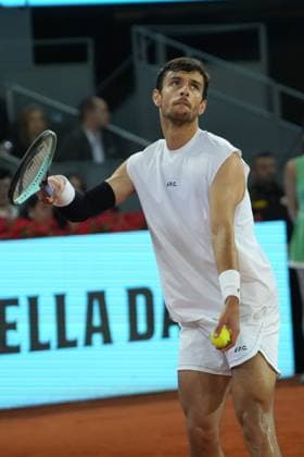 TENNIS - MUTUA MADRID OPEN 2025 Laurent Lairys MAXPPP - Lorenzo Musetti of Italia during the Mutua Madrid Open 2025, ATP, Tennis Herren Masters 1000 and WTA, Tennis Damen 1000, tennis tournament on 01 May 2025 at Caja Magica in Madrid, Spain - Photo Laurent Lairys MAXPPP Madrid Spain  Copyright: xMAXPPPxLaurentxLairysx LLR202505018785 LLR202505018785