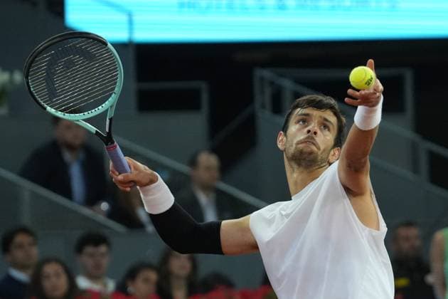 TENNIS - MUTUA MADRID OPEN 2025 Laurent Lairys MAXPPP - Lorenzo Musetti of Italia during the Mutua Madrid Open 2025, ATP, Tennis Herren Masters 1000 and WTA, Tennis Damen 1000, tennis tournament on 01 May 2025 at Caja Magica in Madrid, Spain - Photo Laurent Lairys MAXPPP Madrid Spain  Copyright: xMAXPPPxLaurentxLairysx LLR202505018789 LLR202505018789