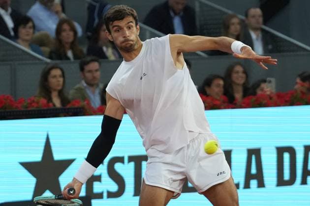 TENNIS - MUTUA MADRID OPEN 2025 Laurent Lairys MAXPPP - Lorenzo Musetti of Italia during the Mutua Madrid Open 2025, ATP, Tennis Herren Masters 1000 and WTA, Tennis Damen 1000, tennis tournament on 01 May 2025 at Caja Magica in Madrid, Spain - Photo Laurent Lairys MAXPPP Madrid Spain  Copyright: xMAXPPPxLaurentxLairysx LLR202505018790 LLR202505018790
