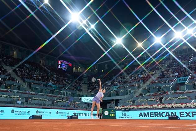 Sport Bilder des Tages May 1, 2025, Madrid, Madrid, Spain: Aryna Sabalenka of Belarus in action against Elina Svitolina of Ukraine during the Mutua Madrid Open 2025, ATP, Tennis Herren Masters 1000 and WTA, Tennis Damen 1000 tennis tournament, celebrated at Caja Magica on May 01, 2025 in Madrid, Spain. Madrid Spain - ZUMAa181 20250501_zaa_a181_300 Copyright: xOscarxJ.xBarrosox