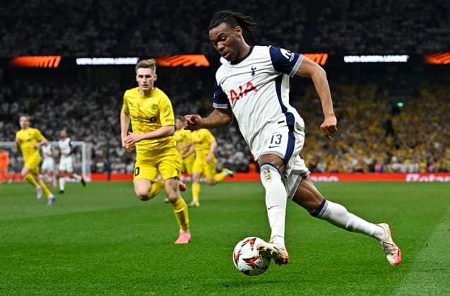 Tottenham Hotspur V Bodo-Glimt, Europa League. Destiny Udogie (Spurs) during the Tottenham Hotspur V Bodo-Glimt UEFA Europa League semi-final match at the Tottenham Hotspur Stadium, London. Tottenham Tottenham Hotspur Stadium UK Copyright: xMartinxDaltonx Spurs_v_Bodo_Glimt_010525_MD_051