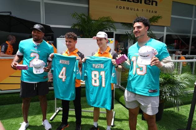 Formula 1 Crypto com Miami Grand Prix 2025 01 05 2025, Miami International Autodrome, Miami, Formula 1 Crypto com Miami Grand Prix 2025 ,in the picture Lando Norris GBR , McLaren F1 Team, Oscar Piastri AUS nordphotoxGmbHx xBratic nph00250