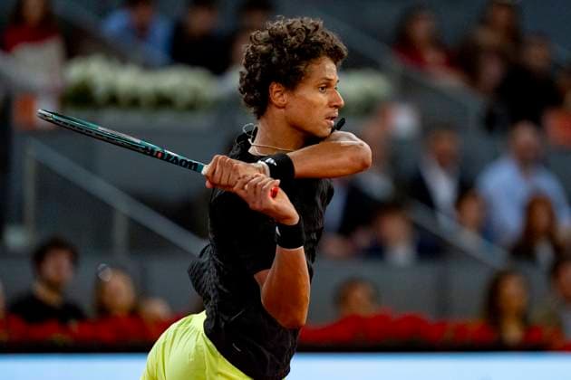 Mutua Madrid Open 2025 Gabriel Diallo of Canada is seen against Lorenzo Musetti of Italy during the Men s Singles Quarter-Final match at the Mutua Madrid Open 2025 tournament celebrated at La Caja Magica on May 01, 2025 in Madrid, Spain. Madrid La Caja Magica Madrid Spain Copyright: xAlbertoxGardinx AGardin_20250501_Mutua_Madrid_Open_0857