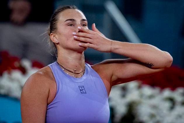 Mutua Madrid Open 2025 Aryna Sabalenka of Belarus celebrates victory after the Women s Singles Semi-Final match against Elina Svitolina of Ukraine during the Mutua Madrid Open 2025 tournament celebrated at La Caja Magica on May 01, 2025 in Madrid, Spain. Madrid La Caja Magica Madrid Spain Copyright: xAlbertoxGardinx AGardin_20250501_Mutua_Madrid_Open_0885