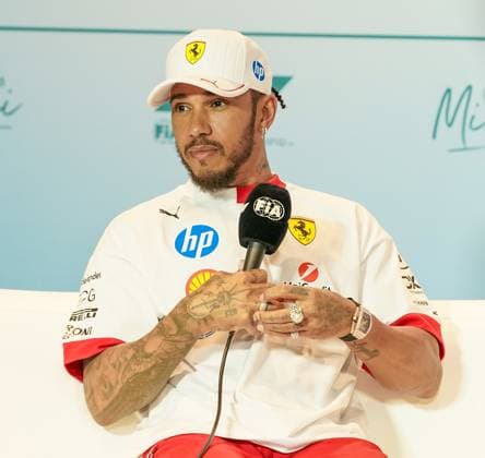 May 1, 2025, Miami, Florida, USA: Lewis Hamilton (GBR) of Scuderia Ferrari HP speaks in the Drivers press conference, PK, Pressekonferenz ahead of the F1 Grand Prix of Miami at Miami International Autodrome. Miami USA - ZUMAw109 20250501_fap_w109_022 Copyright: xDebbyxWongx