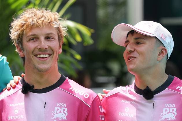 6 Isack Hadjar FRA 30 Liam Lawson NZL Visa Cash App Racing Bulls F1 Team ITA Racing Bulls VCARB 02 Honda RBPT during the 2025 Formula One Miami Grand Prix, 6th round of the 2025 Formula 1 World Championship, taking place from May 2 to 3, 2025 on Miami International Autodrome, in Miami USA Photo by Philippe Nanchino Eurasia Sport Images Miami Miami International Autodrome Florida United States of America Copyright: x x2025xEurasiaxSportxImagesx jp-en-EuSpIm-MPS_PPN_GPF1_Miami_01Apr2025_US071