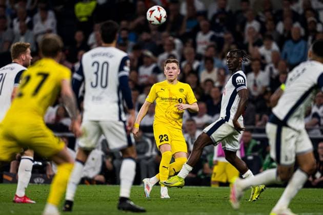 250501 Jens Petter Hauge of Bodo Glimt during the UEFA Europa League semi final football match between Tottenham and Bodo Glimt on May 1, 2025 in London Photo Marius Simensen BILDBYRAN COP 238 MM0042 bbeng bodo glimt football fotball fotboll semi final semifinale soccer spurs tottenham tottenham hotspur fc uefa europa league  Copyright: MARIUSxSIMENSEN BB250501ZM003