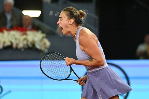 Mutua Madrid Open - Quarter-finals - Aryna Sabalenka Aryna Sabalenka (RUS) during her semi final round match at the Mutua Madrid Open in Madrid, Spain, on May, 1, 2025. Photo by Corinne Dubreuil ABACAPRESS.COM Madrid Spain  Copyright: xDubreuilxCorinne ABACAx
