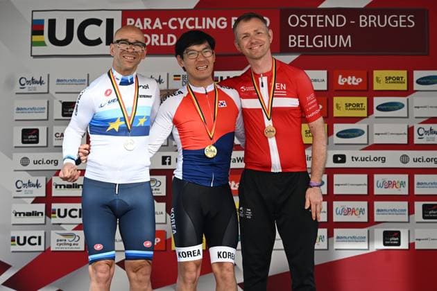 the time trials at the UCI Para-Cycling Road World Cup event, Thursday 01 May 2025, in Oostende. The UCI Para-Cycling Road World Cup takes place from 01 to 04 May in Oostende and Brugge. LUCxCLAESSEN  x122410186x
