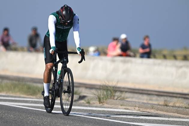 ALGHAMDI Abdulaziz pictured in action during the time trials at the UCI Para-Cycling Road World Cup event, Thursday 01 May 2025, in Oostende. The UCI Para-Cycling Road World Cup takes place from 01 to 04 May in Oostende and Brugge. LUCxCLAESSEN  x122423929x