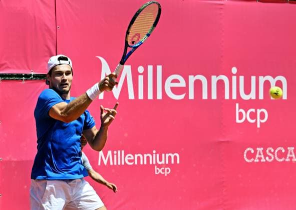 Mark Wallner reaches the doubles semi-finals of the Estoril Open Estoril Open, ATP 175 Challenge Tour, 02 05 2025, quarter-finals German tennis pro and doubles specialist Mark WALLNER and his partner Jakob Schnaitter reach the semi-finals of the clay court tournament at the Estoril Open in Portugal by beating Denis Yevseyev Beibit Zhukajev Kazakhstan Estoril Estoril Tenis Club Lisbon Portugal