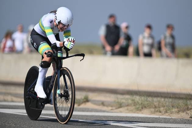 GRECO Paige pictured in action during the time trials at the UCI Para-Cycling Road World Cup event, Friday 02 May 2025, in Oostende. The UCI Para-Cycling Road World Cup takes place from 01 to 04 May in Oostende and Brugge. LUCxCLAESSEN  x122435325x