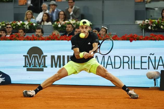 Francisco Cerundolo (ARG), MAY 2, 2025 - Tennis : Francisco Cerundolo during singles Semi-final match against Casper Ruud on the ATP, Tennis Herren tour Masters 1000 tournaments Mutua Madrid Open tennis tournament at the Caja Magica in Madrid, Spain. Noxthirdxpartyxsales  (289315451)