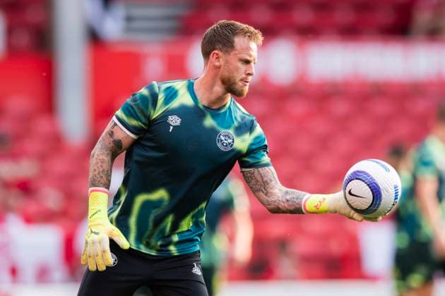 1st May 2025; The City Ground, Nottingham, England; Premier League Football, Nottingham Forest versus Brentford; Brentford goalkeeper Mark Flekken  ActionPlus12780830 LeilaxCoker