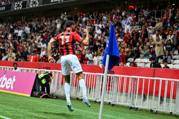 FOOTBALL : OGC Nice vs SR Reims - ligue 1 - 2 5 25 Nice™s midfielder 11 Morgan Sanson reacts after goal - French L1 football match between OGC NICE and STADE DE REIMS (SR) at Allianz Riviera Stadium of Nice, south France, on May 2, 2025. NICEFrance  Copyright: xfredxDIDES psnewzx