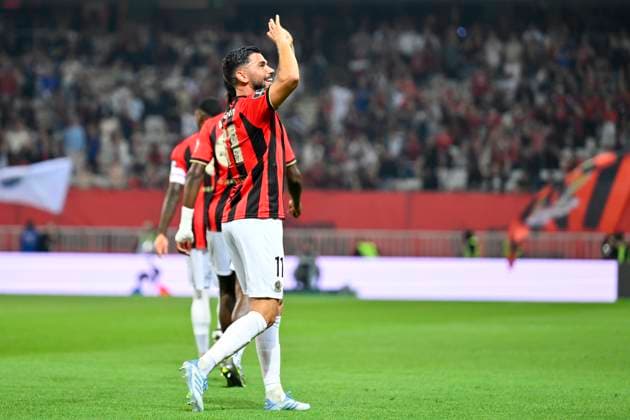 FOOTBALL : OGC Nice vs SR Reims - ligue 1 - 2 5 25 Nice™s midfielder 11 Morgan Sanson reacts after goal - French L1 football match between OGC NICE and STADE DE REIMS (SR) at Allianz Riviera Stadium of Nice, south France, on May 2, 2025. NICEFrance  Copyright: xfredxDIDES psnewzx