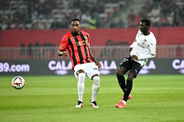 OGC Nice v Stade de Reims - Ligue 1 McDonald s 2024 2025 08 Cristian Pablo PAULINO ROSARIO (ogcn) - 87 Ange Martial TIA (sdr) during the Ligue 1 McDonald s match between Nice and Reims on May 2, 2025 in Nice, France. Nice France  Copyright: xFEPx 776314088