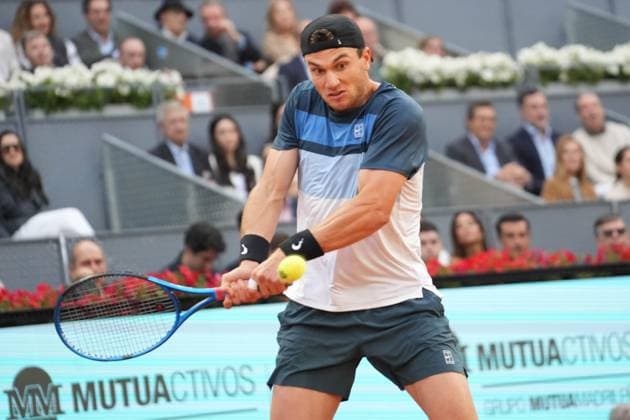 TENNIS - MUTUA MADRID OPEN 2025 Jack Draper of Grande-Bretagne during the Mutua Madrid Open 2025, ATP, Tennis Herren Masters 1000 and WTA, Tennis Damen 1000, tennis tournament on 02May 2025 at Caja Magica in Madrid, Spain - Photo Laurent Lairys PSNEWZ MadridSpain  Copyright: xLaurentxLairysx