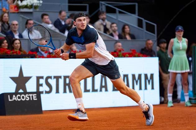 Mutua Madrid Open 2025 Jack Draper of Great Britain is in action against Lorenzo Musetti of Italy during the Men s Singles Semi-Final match during the Mutua Madrid Open 2025 tournament celebrated at La Caja Magica on May 02, 2025 in Madrid, Spain. Madrid La Caja Magica Madrid Spain Copyright: xAlbertoxGardinx AGardin_20250502_Mutua_Madrid_Open_0488
