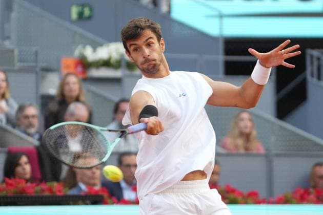 TENNIS - MUTUA MADRID OPEN 2025 Laurent Lairys MAXPPP - Lorenzo Musetti of Italia during the Mutua Madrid Open 2025, ATP, Tennis Herren Masters 1000 and WTA, Tennis Damen 1000, tennis tournament on 02May 2025 at Caja Magica in Madrid, Spain - Photo Laurent Lairys MAXPPP Madrid Spain  Copyright: xMAXPPPxLaurentxLairysx LLR202505021211 LLR202505021211