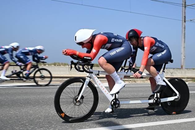WILKINS Christopher LATIMER Henry pictured in action during the time trials at the UCI Para-Cycling Road World Cup event, Friday 02 May 2025, in Oostende. The UCI Para-Cycling Road World Cup takes place from 01 to 04 May in Oostende and Brugge. LUCxCLAESSEN  x122468532x