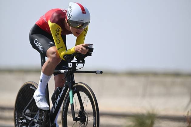 MC5 Individual s Nael Habasque pictured in action at the time trials at the UCI Para-Cycling Road World Cup event, Friday 02 May 2025, in Oostende. The UCI Para-Cycling Road World Cup takes place from 01 to 04 May in Oostende and Brugge. LUCxCLAESSEN  x122468549x