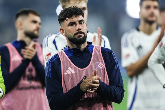 Sport, Football, 2 Bundesliga Season 2024 2025 30 Matchday FC Schalke 04 Hamburger SV 19 04 2025, VELTINS Arena Marco Richter Hamburger SV, 20 Gelsenkirchen VELTINS Arena Nordrhein Westfalen Germany