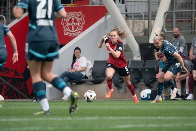 Leverkusen, Germany, May 3rd 2025: Cornelia Kramer (7 Bayer Leverkusen) in action during the Google Pixel Frauen-Bundesliga between Bayer Leverkusen and RB Leipzig at Ulrich-Haberland-Stadion in Leverkusen, Germany (Qianru Zhang SPP) Copyright: xQianruxZhang SPPx spp-en-QiZh-DSC_5323