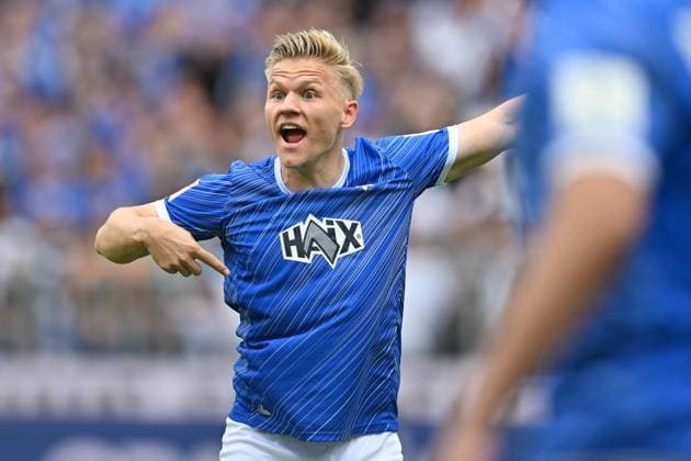 Soccer I Men I Season 2024 2025 I 2 Bundesliga I 32 Matchday I SV Darmstadt 98 Hamburger SV I 03 05 2025 Andreas Müller 16, SV Darmstadt 98 Emotions Darmstadt Böllenfalltor Hessen Germany Copyright: xLobeca MaraxWolfx