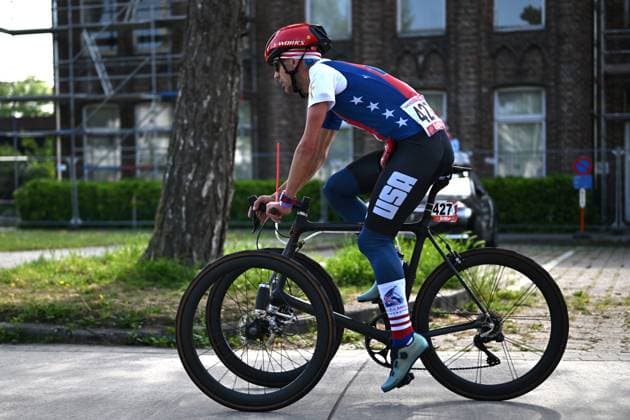 MT2 United States Michael Davis pictured in action during the road races at the UCI Para-Cycling Road World Cup event, Saturday 03 May 2025, in Brugge. The UCI Para-Cycling Road World Cup takes place from 01 to 04 May in Oostende and Brugge. LUCxCLAESSEN  x122525824x