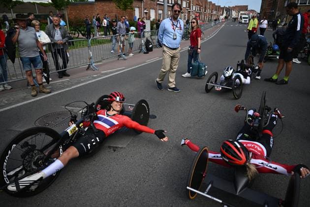 WH4 Norway s Suzanna Tangen pictured ahead of the road races at the UCI Para-Cycling Road World Cup event, Saturday 03 May 2025, in Brugge. The UCI Para-Cycling Road World Cup takes place from 01 to 04 May in Oostende and Brugge. LUCxCLAESSEN  x122525846x