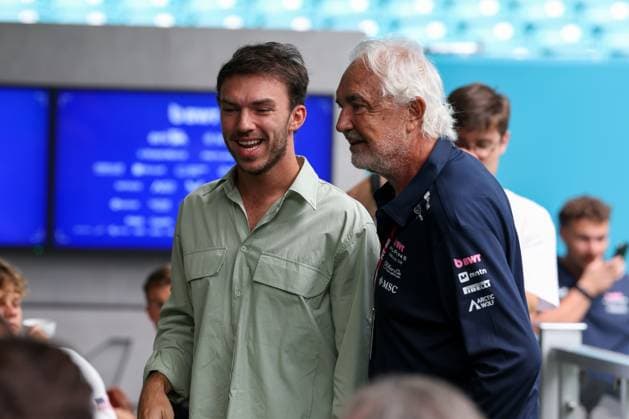 Pierre Gasly BWT Alpine and Flavio Briatore, Grand Prix of Miami, Motorsport, Men, Formula 1, Sprint, 03 05 2025 Miami Florida USA Copyright: xkolbert-press ChristianxKolbertx