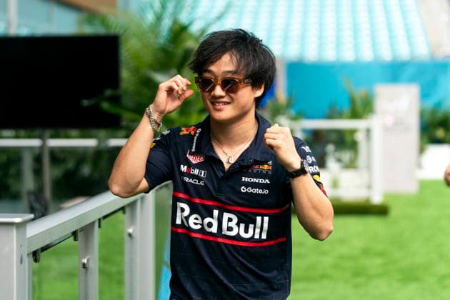 Japanese Formula One driver Yuki Tsunoda of Red Bull Racing is seen in the paddock during the Formula One Miami Grand Prix at the Miami International Autodrome in Miami Gardens, Florida on Saturday, May 3, 2025.  MIA2025050311 GREGxNASH
