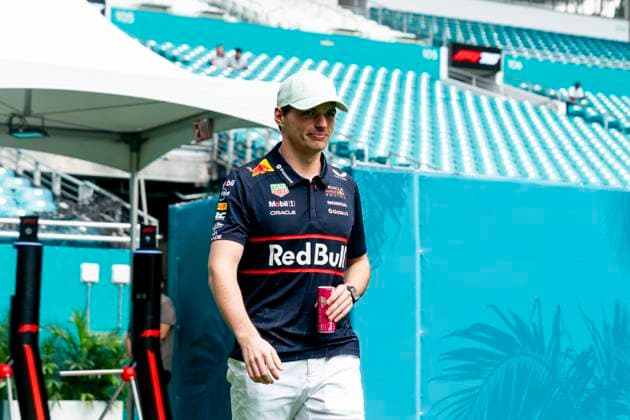 Dutch Formula One driver Max Verstappen of Red Bull Racing is seen in the paddock during the Formula One Miami Grand Prix at the Miami International Autodrome in Miami Gardens, Florida on Saturday, May 3, 2025.  MIA2025050318 GREGxNASH