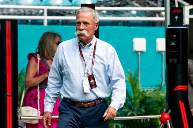 Chase Carey, board of directors of Liberty Media, arrives during the Formula One Miami Grand Prix at the Miami International Autodrome in Miami Gardens, Florida on Saturday, May 3, 2025.  MIA2025050320 GREGxNASH