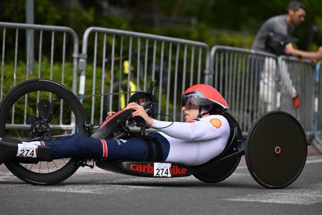 MH4 Great Britain s Callum Russell pictured in action at the road races at the UCI Para-Cycling Road World Cup event, Saturday 03 May 2025, in Brugge. The UCI Para-Cycling Road World Cup takes place from 01 to 04 May in Oostende and Brugge. LUCxCLAESSEN  x122537539x