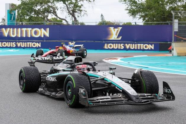 George Russell Mercedes AMG Petronas , Grand Prix of Miami, Motorsport, Men, Formula 1, Sprint, 03 05 2025 Miami Florida USA Copyright: xkolbert-press ChristianxKolbertx
