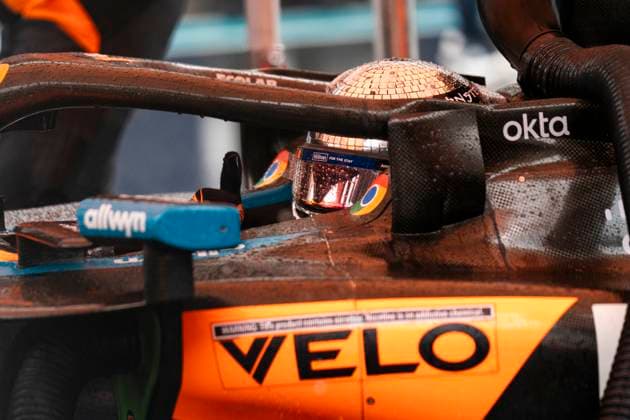 British Formula One driver Lando Norris of McLaren F1 Team prepares for the sprint race during the Formula One Miami Grand Prix at the Miami International Autodrome in Miami Gardens, Florida on Saturday, May 3, 2025.  MIA2025050327 GREGxNASH