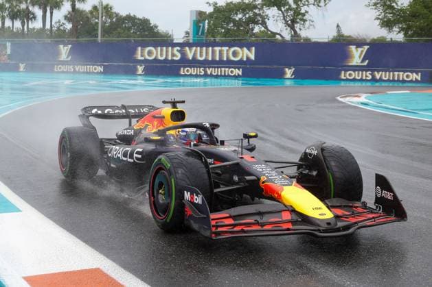 Max Verstappen Oracle Red Bull Racing in the rain, Grand Prix of Miami, Motorsport, Men, Formula 1, Sprint, 03 05 2025 Miami Florida USA Copyright: xkolbert-press ChristianxKolbertx