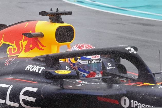 Max Verstappen Oracle Red Bull Racing in the rain, Grand Prix of Miami, Motorsport, Men, Formula 1, Sprint, 03 05 2025 Miami Florida USA Copyright: xkolbert-press ChristianxKolbertx