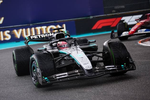 F1 - MIAMI GRAND PRIX 2025 63 RUSSELL George (gbr), Mercedes AMG F1 Team W16, action during the Formula 1 Crypto.com Miami Grand Prix 2025, 6th round of the 2025 FIA Formula One World Championship, WM, Weltmeisterschaft from May 2 to 4, 2025 on the Miami International Autodrome, in Miami Gardens, Florida, United States of America - Miami GardensUnited States  Copyright: xEricxAlonsox