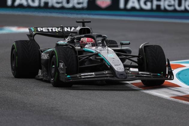 F1 - MIAMI GRAND PRIX 2025 63 RUSSELL George (gbr), Mercedes AMG F1 Team W16, action during the Formula 1 Crypto.com Miami Grand Prix 2025, 6th round of the 2025 FIA Formula One World Championship, WM, Weltmeisterschaft from May 2 to 4, 2025 on the Miami International Autodrome, in Miami Gardens, Florida, United States of America - Miami GardensUnited States  Copyright: xANTONINxVINCENTx
