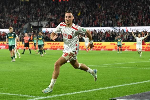 Tim Lemperle 1 FC Koeln celebrates after scoring his team™s first goal during the 2 Bundesliga match between 1 FC Köln and Jahn Regensburg at RheinEnergieStadion on May 03, 2025 in Cologne, Germany, Germany Photo by Ralf Treese DeFodi Images Tim Lemperle 1 FC Koeln celebrates after scoring his team™s first goal during the 2 Bundesliga match between 1 FC Köln and Jahn Regensburg at RheinEnergieStadion on May 3, 2025 in Cologne, Germany Photo by Ralf Treese DeFodi Images DFB DFL REGULATIONS PROHIBIT ANY USE OF PHOTOGRAPHS AS IMAGE SEQUENCES AND OR QUASI VIDEO Photo by Ralf Treese DeFodi Images