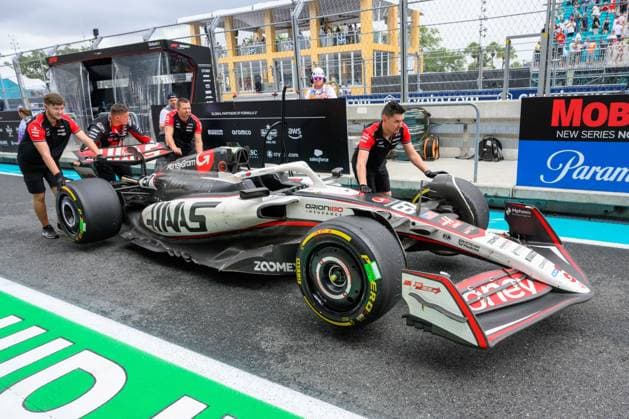 3rd May 2025; Miami International Autodrome, Miami, Florida, USA; Formula 1 Crypto.com Miami Grand Prix 2025; Sprint Race during Qualifying Day; Oliver Bearman& x2019;s MoneyGram Haas car is pushed down pit row following the Sprint race.  ActionPlus12781893 DouglasxMurray