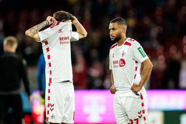 2 Soccer Bundesliga 1 FC Köln SSV Jahn Regensburg 03 05 2025 Denis Huseinbasic 1 FC Köln, 8 , Linton Maina 1 FC Köln, 37 frustrated, sad, dejected 2 Soccer Bundesliga, 1 FC Köln SSV Jahn Regensburg, Köln, Rheinenergiestadion am 03 05 2025 DFL REGULATIONS PROHIBIT ANY USE OF PHOTOGRAPHS AS IMAGE SEQUENCES AND OR QUASI VIDEO Copyright: xBEAUTIFULxSPORTS Wunderlx