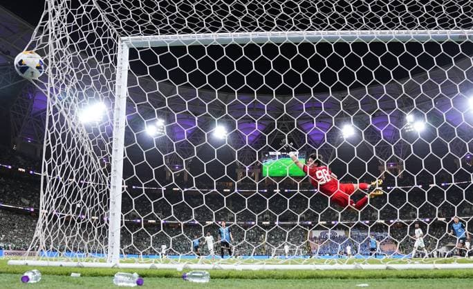 Football: AFC Champions League Elite Goalkeeper Louis Yamaguchi (98) from Japan s Kawasaki Frontale concedes a goal in the first half of the AFC Champions League Elite final against Saudi Arabia s Al-Ahli in Jeddah, Saudi Arabia, on May 3, 2025.  A14AA0004516123P