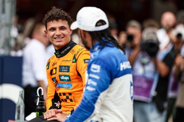 (250504) -- MIAMI, May 4, 2025 -- McLaren s driver Lando Norris of Britain reacts after sprint race of the Formula One Miami Grand Prix at Miami International Autodrome in Miami, United States, May 3, 2025. (Photo by Xinhua) (SP)U.S.-MIAMI-FORMULA 1-SPRINT RACE SongxHaiyuan 